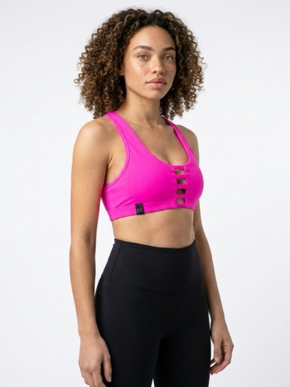 PINK Victoria's Secret Vibrant Hot Pink Strappy Front Sports Bra